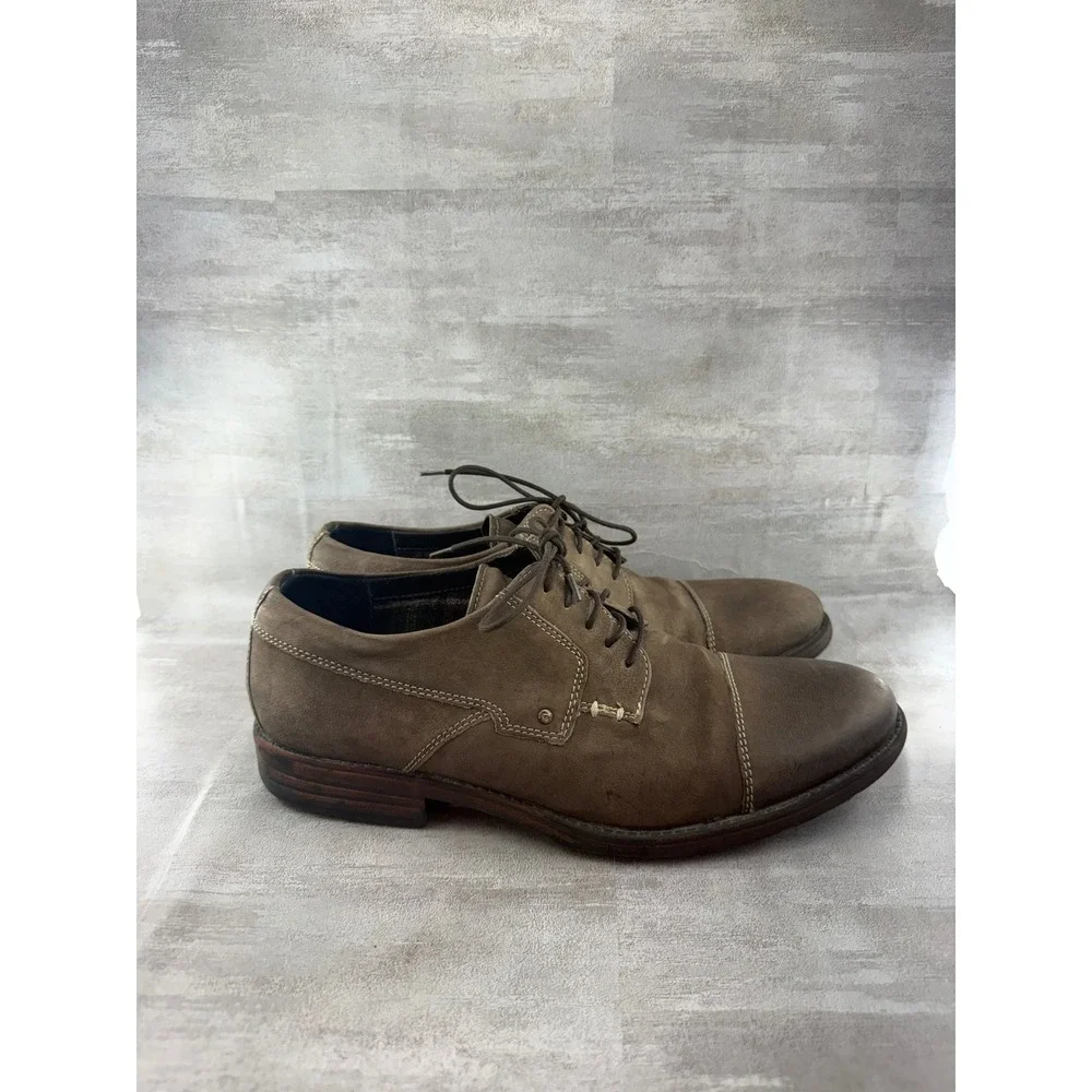 Clarks Men 66124 Brown Leather Cap Toe Derby Oxford Shoes Size 10M